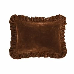 Flash Sale ๐คฉ HiEnd Accents Stella Faux Silk Velvet Ruffled Oblong Pillow, 16"x21" Green Ochre โ๏ธ