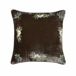 Promo 😀 HiEnd Accents Stella Western Floral Embroidered Faux Silk Velvet Pillow Midnight Blue 🎁