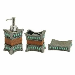 Cheapest ❤️ HiEnd Accents Turquoise Bath Set, 3 PC - Multi 🛒