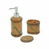 Hot Sale 👍 HiEnd Accents Turquoise Inlay 3 PC Bathroom Set - Tan, Turquoise ⌛ -HiEnd Accents shop HiEnd Accents Turquoise Inlay 3 PC Bathroom Set