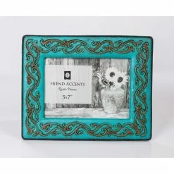 Hot Sale 😉 HiEnd Accents Turquoise Leather Scrolled Picture Frame, 5x7 🌟
