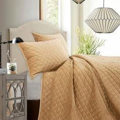 Flash Sale 🎉 HiEnd Accents Velvet Diamond Quilted Pillow Sham Set, 2PC Gold 🎁 -HiEnd Accents shop HiEnd Accents Velvet Diamond Quilted Pillow Sham Set2C 2PC 2