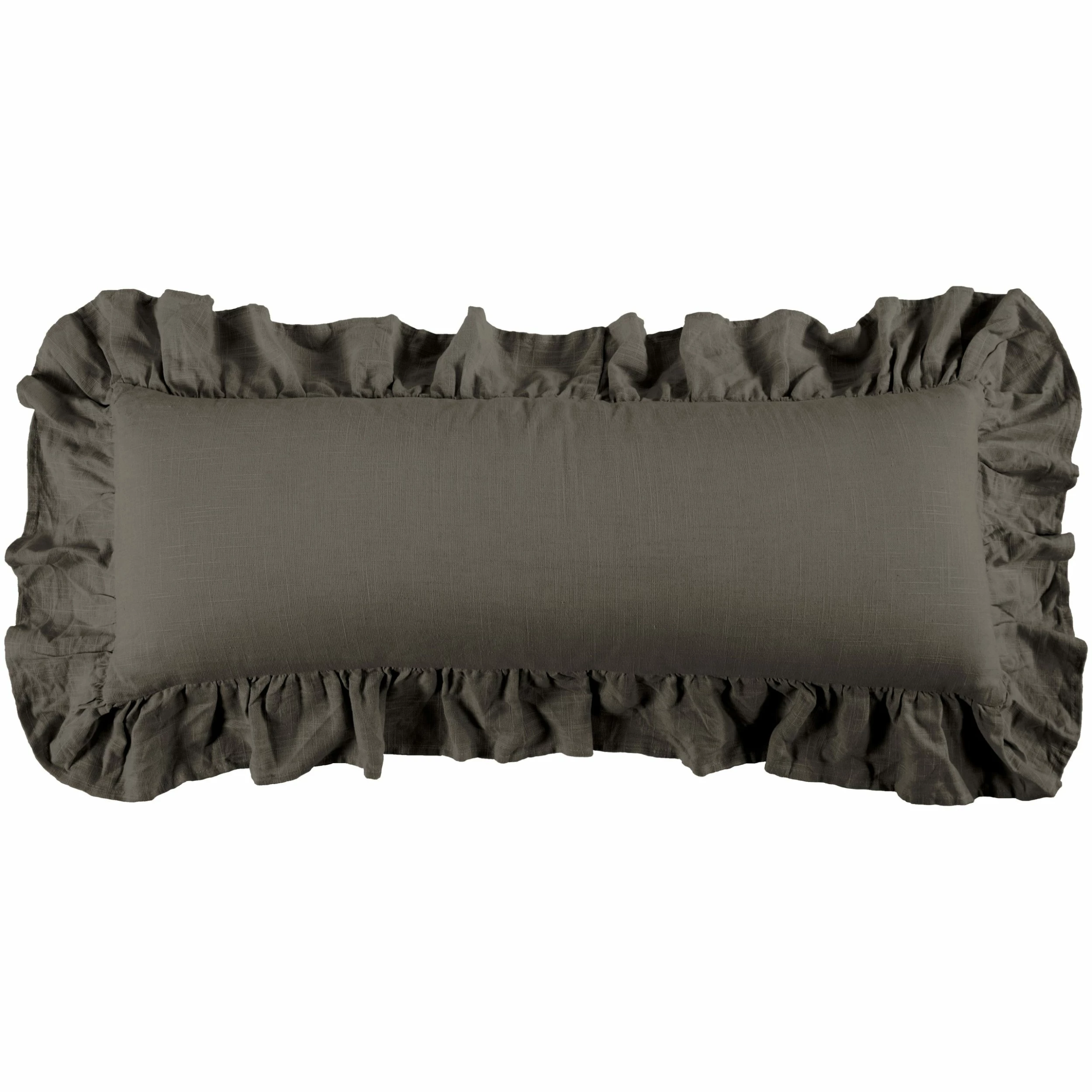 Outlet 🔥 HiEnd Accents Luna Washed Linen Ruffled Lumbar Pillow, 14"x36" Gray 💯 10 Outlet 🔥 HiEnd Accents Luna Washed Linen Ruffled Lumbar Pillow, 14"x36" Gray 💯 - Image 8