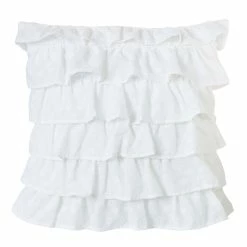 Coupon ⌛ HiEnd Accents White 18-inch Tiered Ruffled Eyelet Throw Pillow 😍