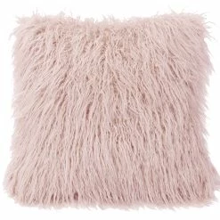 Deals 🛒 HiEnd Accents Mongolian Faux Fur Euro Sham, 27"x27" Blush ⌛