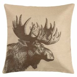 New ✔️ HiEnd Accents Moose Burlap Pillow, 22x22 ✔️