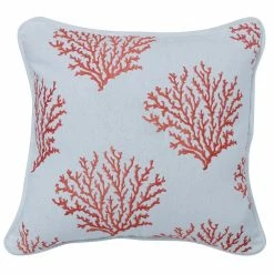 Buy 😍 HiEnd Accents Salmon Colored Embroidered Coral Pillow, 18"X18" 🎉