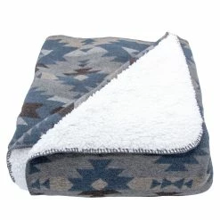 New 🔔 HiEnd Accents Southwest Design Throw With Shearling Back , 50x60 Blue ✔️