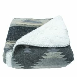 Best Pirce ✨ HiEnd Accents Southwest Design Throw With Shearling Back , 50x60 Gray ⭐