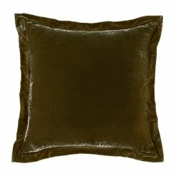 Hot Sale 😍 HiEnd Accents Stella Faux Silk Velvet Flanged Euro Sham, 27"x27" Stone 🛒 -HiEnd Accents shop Stella Faux Silk Velvet Flanged Euro Sham 5