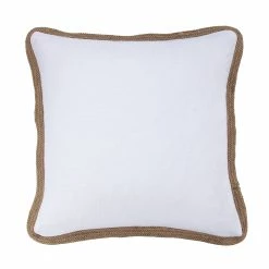 Buy 🎁 HiEnd Accents Washed Linen Jute Trimmed Euro Sham White ❤️ -HiEnd Accents shop Washed Linen Jute Trimmed Euro Sham 2