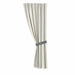 Discount 🌟 HiEnd Accents White And Navy Striped Curtain, Pair, 48X84 ❤️