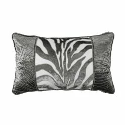 Wholesale 🎁 HiEnd Accents Zebra Applique And Wave Embroidery Pillow, 16x26 ✨